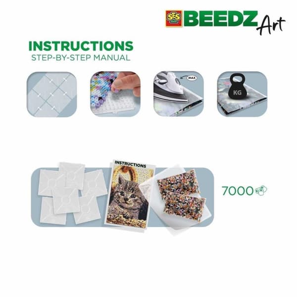 SES Creative Beedz Art Fuse Beads Kattunge 45,5x30 cm 7000 stycken