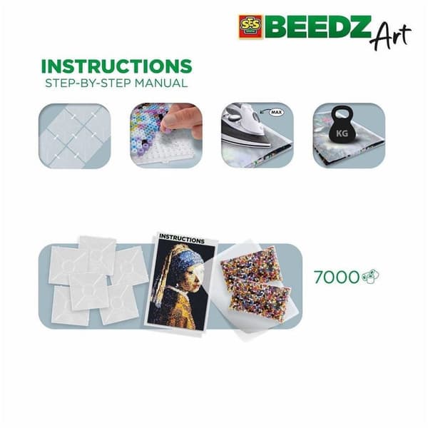 SES Creative Beedz Art Fuse Beads Girl with a Pearl Earring 45,5x30 cm 7000 Stycken