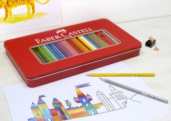Faber Castell FC-115894 Färgpenna Faber-Castell Castle Sexkantigt metallfodral 60 delar med tillbehör