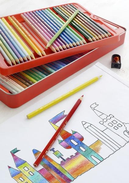 Faber Castell FC-115894 Färgpenna Faber-Castell Castle Sexkantigt metallfodral 60 delar med tillbehör