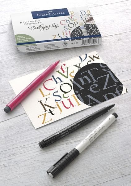 Faber Castell FC-167508 Pitt Artist Pen Kalligrafi Sæt 8 penne