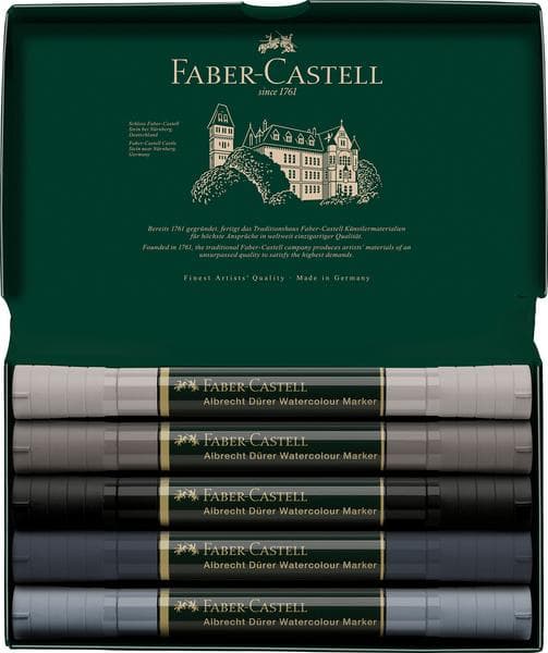 Faber Castell FC-160306 WK25Akvarelmærke FC AlbrechtDürer 5 stykker gråtoner