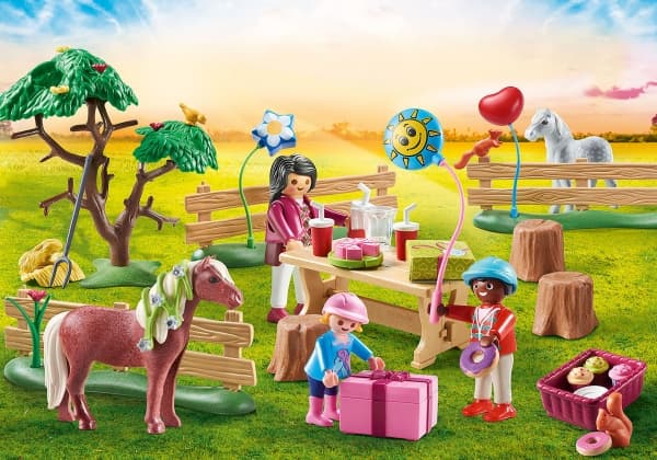 Playset Playmobil vakarėlio dekoravimas su poniais