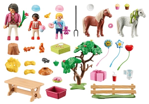 Playset Playmobil vakarėlio dekoravimas su poniais