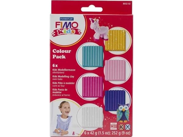 STAEDTLER FIMO 8032002 - plastelina - gull - lilla - rosa - turkis - hvit - barn - 6 farger - 110 °C - 42 g