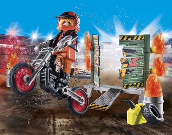 Playmobil ® Stunt Show Starter Pack Stunt Show Motorcykel med Wall of Fire 71256 (71256)