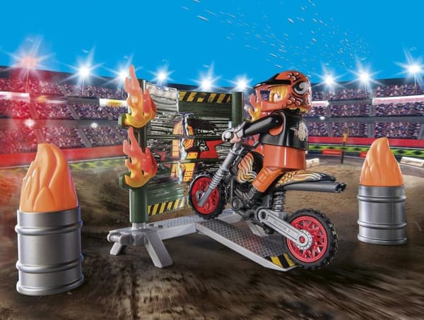 Playmobil ® Stunt Show Starter Pack Stunt Show Motorcykel med Wall of Fire 71256 (71256)