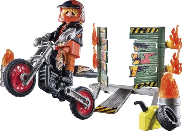 Playmobil ® Stunt Show Starter Pack Stunt Show Motorcykel med Wall of Fire 71256 (71256)