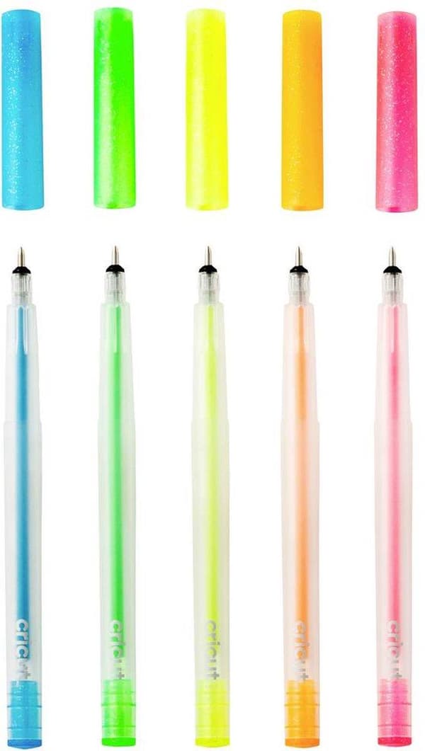 Cricut Glitter Gel 0,8 mm, sæt med 5 neon penne (2009961)