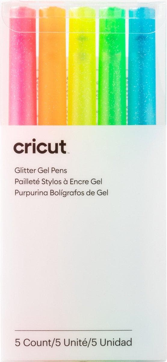 Cricut Glitter Gel 0,8 mm, sæt med 5 neon penne (2009961)