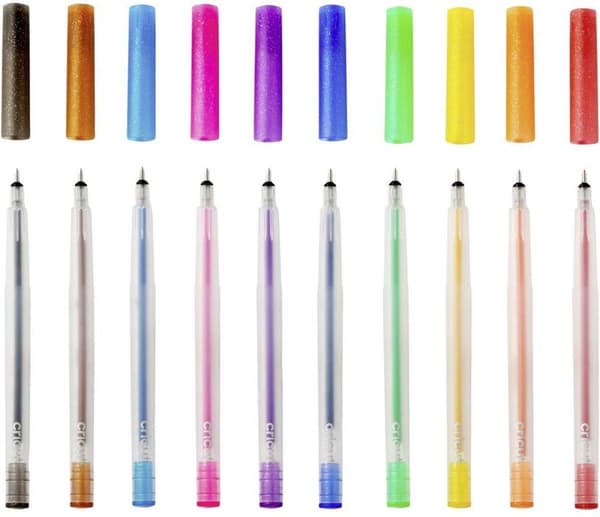 Cricut Glitter Gel Pennor | regenboog + roze, bruin, Svart | 10 st