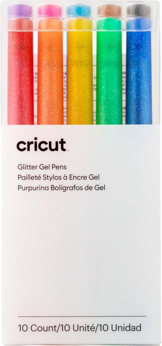 Cricut Glitter Gel Pennor | regenboog + roze, bruin, Svart | 10 st
