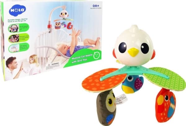 LeanToys Babykarusell för säng och barnvagn Färgglada Melody Birds