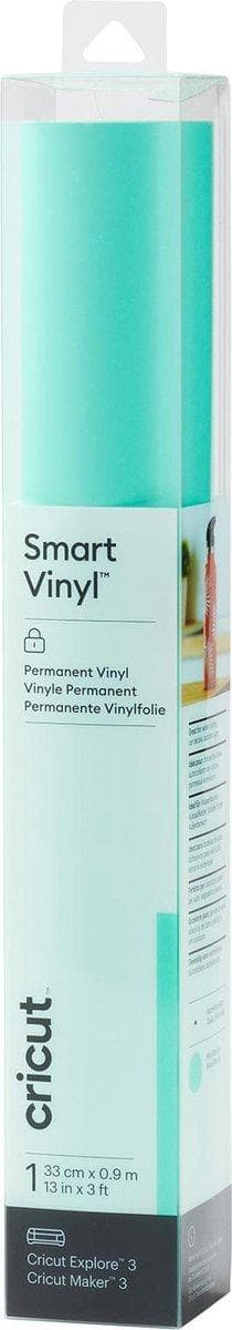 Cricut Smart Vinyl Permanent. Produkttype: Varmebestandig vinylrulle, Farve på produkt: Mint, Farve: Monokromatisk. Bredde: 330 mm, længde (mm): 900 m