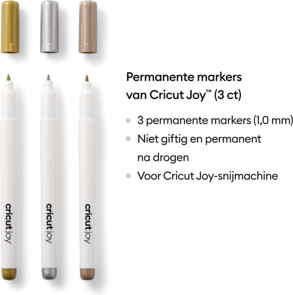 Cricut Joy Permanent Markers - guld, silver, koppar - 1,0 mm - 3 stycken