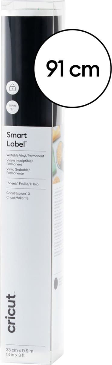 Cricut Smart Label - skrivbar vinyl - permanent - svart - 33x91cm