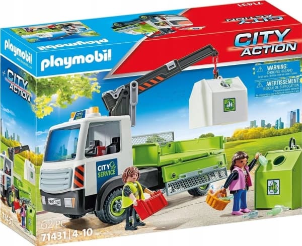 Playmobil City Action Altglas-LKW mit Container, 4 år, Flerfarget