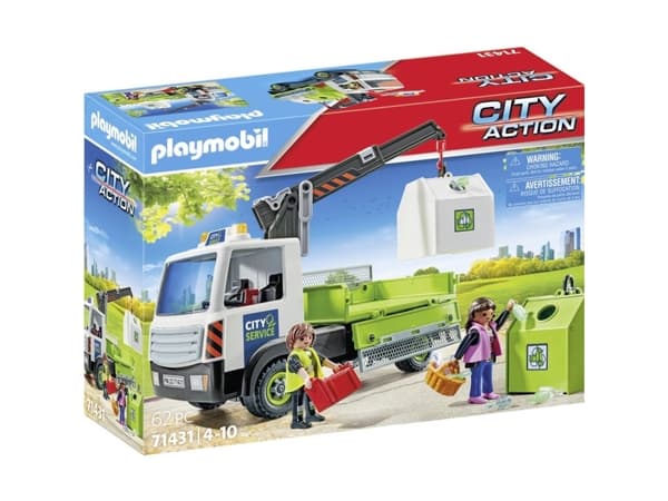 Playmobil City Action Altglas-LKW mit Container, 4 år, Flerfarget