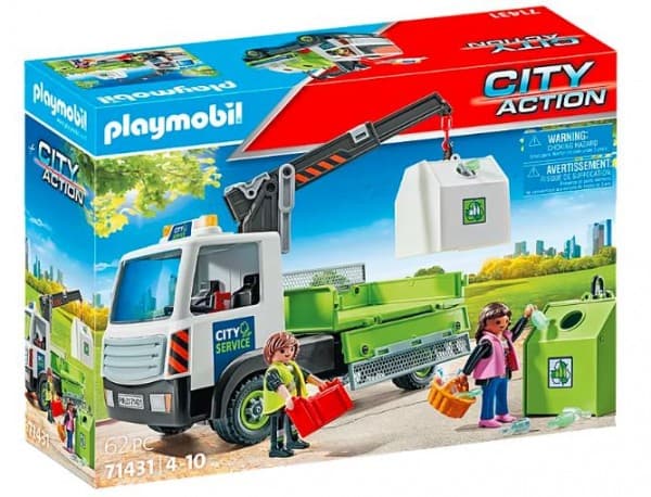 Playmobil City Action Altglas-LKW mit Container, 4 år, Flerfarget