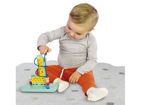 SES Creative Tiny Talents Pärllabyrint giraff, 1 år, trä, flerfärgad