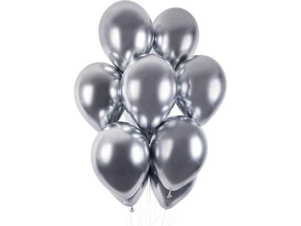GMR Shiny sølv lateks ballonger - 33 cm - 50 stk universal
