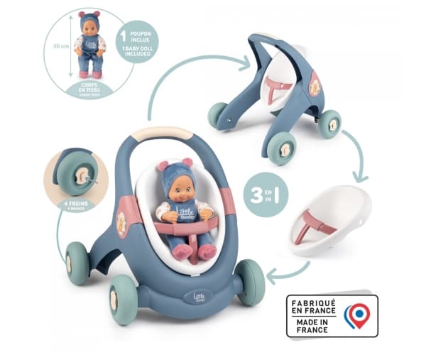 Puzzle Smoby 3in1 barnvagn + babydocka
