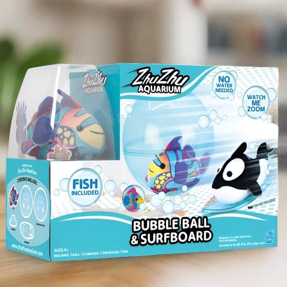 Zhu Zhu Aquarium Bubble Ball & Surfboard Starter Playset With Fish