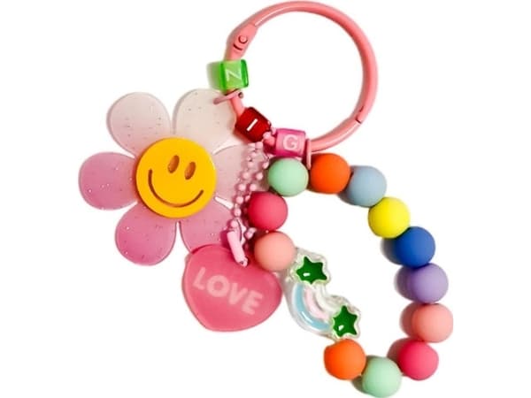 Blomster nøkkelring. Rosa