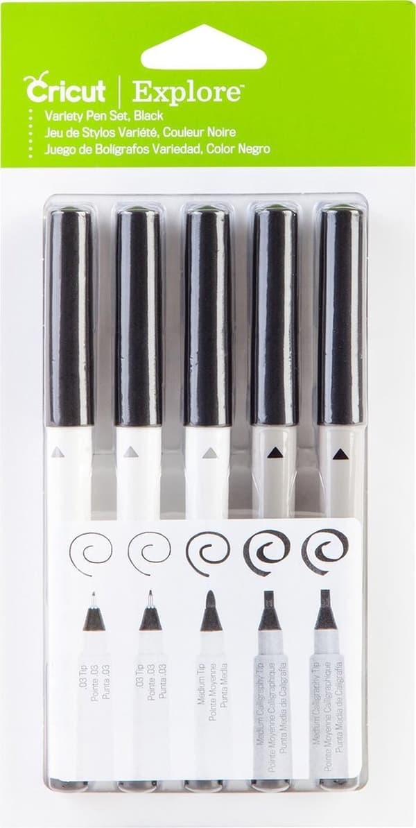Cricut Explore/Maker pennset i flera storlekar, 5-pack (svart)