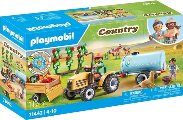 PLAYMOBIL Landtraktor med trailer og vandtank - 71442
