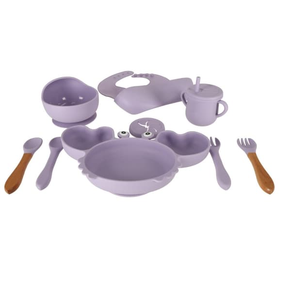 Barnservis med Krabbdesign – Lila
