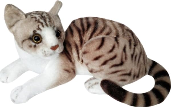 Dubi Mascot Cat Hvit-Grå Sittende Plysj Leke 30 cm Myk kose Bamse Kitty