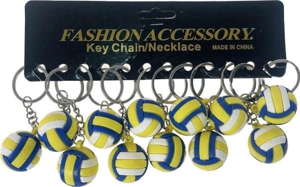 RUBBER KEY RING 3 CM VOLLEYBALL OP.12 PCS 595699