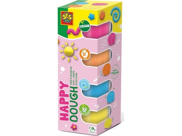 SES Creative 00512, Modelleringsleire, Flerfarget, Barn, 4 stykker, Plastpotte, 4 farger