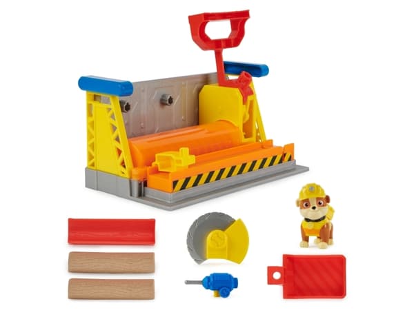 Rubble & Crew, Rubble’s Workshop Playset, Construction Toys with Kinetic Build-It Sand & Rubble Action Figure, Kids Toys for Boys & Girls Ages 3+, Bu