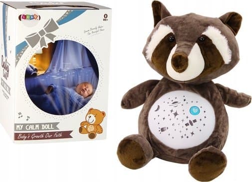 LeanToys Plush Teddy Bear Sleeping Valot Äänet Yö ja päivä Pesukarhu tila