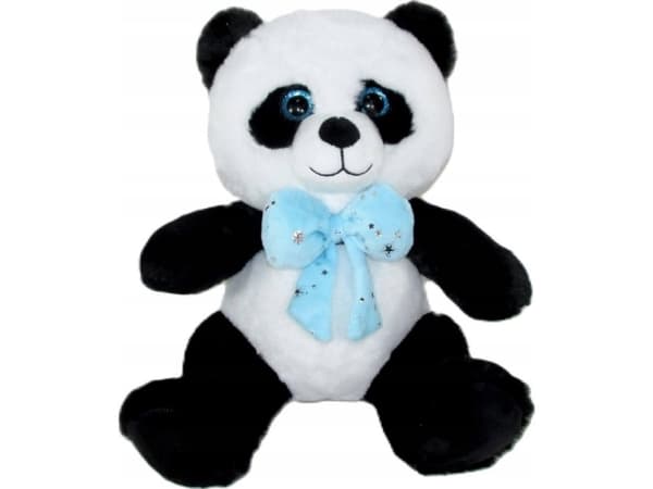 PLUSH PANDA 25CM SITTING WITH BOW NIEB SA