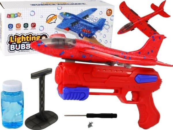 LeanToys Plane Soap Bubbles Launcher Gun Red