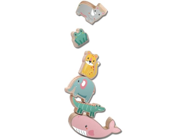 SES Creative Tiny Talents Balance and stacking game wooden animals, 1,5 År, Kartong, Multifärg