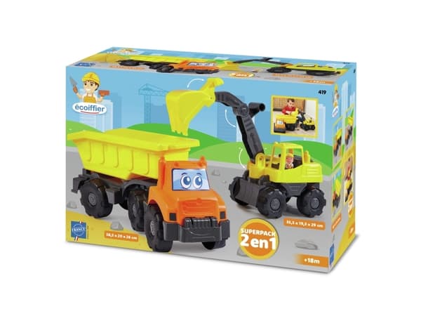 Dump truck and excavator
