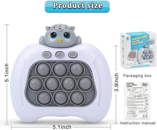 Owl Popit Game - Pop It Pro Light Up Game Quick Push Fidget Spill
