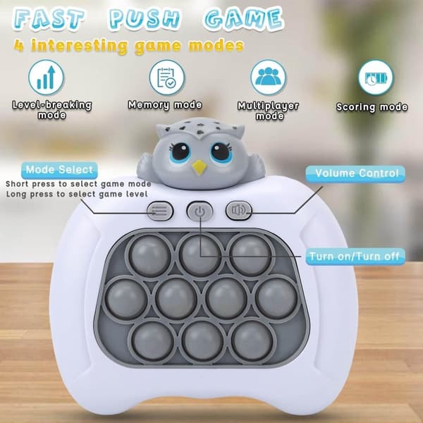 Owl Popit Game - Pop It Pro Light Up Game Quick Push Fidget Spill