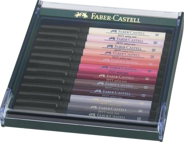 Faber Castell FC-267424 Tegnepen Faber-Castell Pitt Artist Pen børstesæt 12 stykker hud