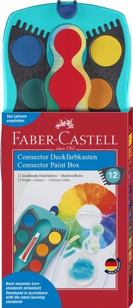 Faber Castell FC-125003 Akvarel æske 12 farver + 1 tube maling hvid