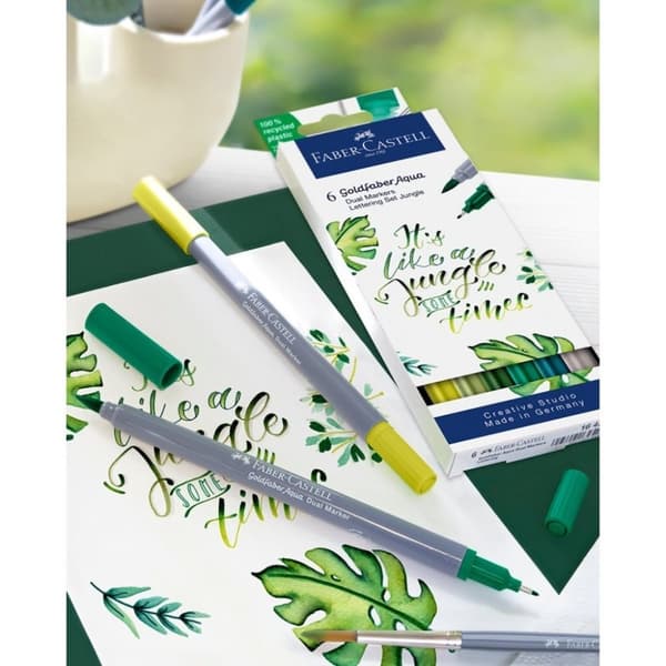 Faber Castell FC-164517 Duo Akvarell Marker Goldfaber Jungle 6 delar