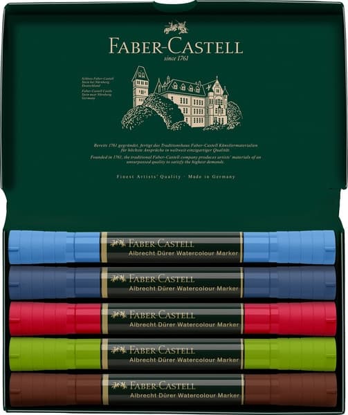 Faber Castell FC-160308 Akvarelmarkør Albrecht Dürer 5 stykker Urban Sketching