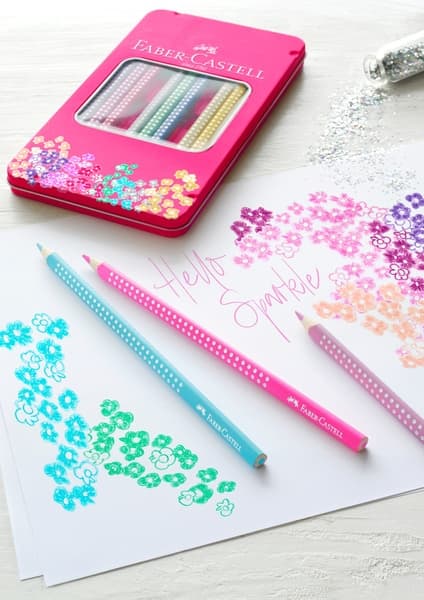 Faber Castell FC-201737 Färgpennor Sparkle i rosa plåt 12 delar