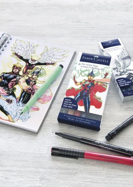 Faber Castell FC-267196 Ritpenna Faber-Castell Pitt Artist Pen Comic 6-delad pennfodral