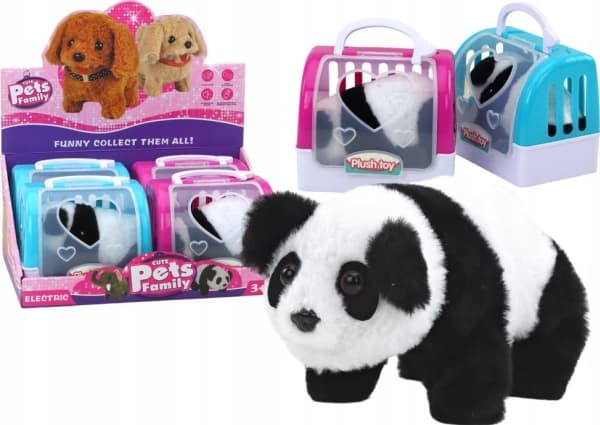 LeanToys Plush Interaktiivinen Panda kuljetusvaunussa Vaaleanpunainen Sininen