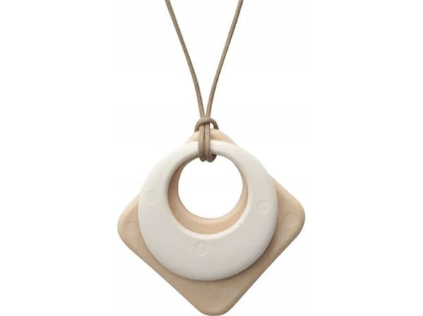 Mochi dobbel anhengbiter, 3 måneder+. Sammensetning: 51% ris / Mochi Teething Jewelry Double Pendant